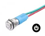 LED vodotěsný přepínač s vystouplým hmatníkem 12 mm - Bílý, 12 - 24V