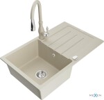 MEXEN - Bruno granitový dřez 1 s odkapávačem včetně baterie Savita, béžová 6513-69-672601-69