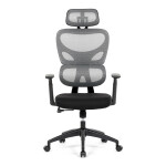 Kancelářská židle, šedá síťovina, černý plast, kolečka na tvrdé podlahy