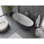 MEXEN/S - Olea volně stojící vana vzor 170 x 80, bílá/černá, sifon a přepad zlatá 52821708075-50