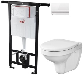 ALCA Předstěnový instalační systém s bílým tlačítkem M1710 + WC CERSANIT DELFI + SEDÁTKO AM102/1120 M1710 DE1