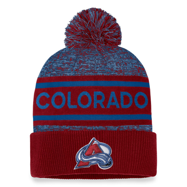 Fanatics Pánská zimní čepice Colorado Avalanche Authentic Pro Rink Heathered Cuffed Pom Knit