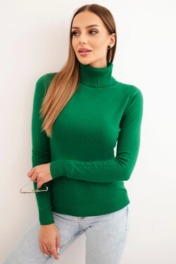 Dámský svetr z viskózy s rolákem a dlouhým rukávem zelený UNI