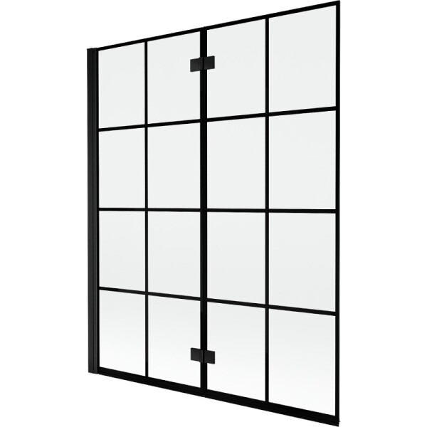 MEXEN - MIST vanová zástěna 140x150 cm 6mm 2-s, černá, dekor, levá 8A9-140-002-70-77-L