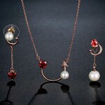 Souprava náhrdelníku a náušnic Swarovski Elements Jasmine, Červená 40 cm + 5 cm (prodloužení)