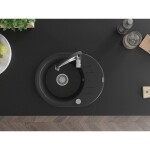 MEXEN/S - Kevin granitový dřez s odkapávačem včetně baterie Aster, černá/stříbrná metalik 6517-73-73450-07