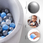 PLUSH NEST PLUSH NEST Míčky do suchého bazénu Ø 6 cm 200 ks (perleťové, stříbrné, perleťově světle modré)