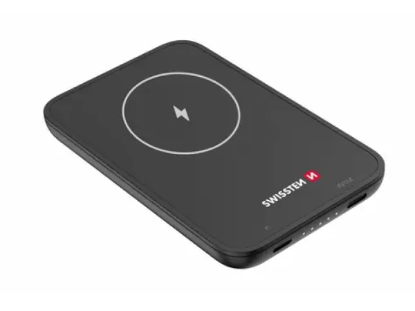 Swissten 22013970 5000 mAh černá / Power Bank / 12V / 2.22A / MagSafe / USB-C bezdrátovénabíjení (22013970)
