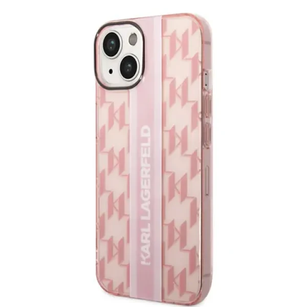Pouzdro Karl Lagerfeld Monogram Vertical Stripe iPhone 14 Plus růžové