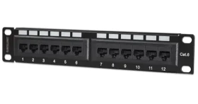 Intellinet patch panel Cat6 UTP černá 12 portů / Patch panel / RJ-45 / 10" / 1U (720748)