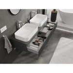 MEXEN/S - Rivel koupelnová skříňka pod umyvadlo 140 cm s deskou, 1 šuplík, reliéf , grafit mat 91A20-14023-1-BFC66