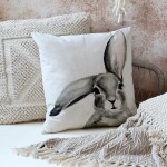 Chic Antique Lněný povlak na polštář Rabbit 45 x 45 cm, béžová barva, textil