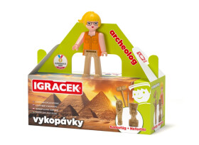 Igráček Archeoložka - figurka s egyptskými vykopávkami sarkofágu a sošky Nefertiti - Efko