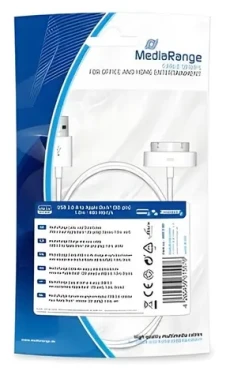 MediaRange USB-A - Apple 30-pin bílá / Datový a nabíjecí kabel / 1 m / USB 2.0 (MRCS181)