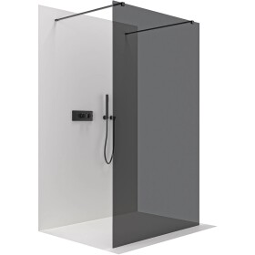 CERANO Sprchová zástěna Walk-in Onyx Duo L/P - 8 mm - hranatá vzpěra - černá matná, grafitové sklo - 70x200 cm