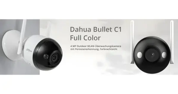 Dahua Bullet C1 / Venkovní IP kamera / 2560 x 1440 / barevné noční vidění / Wi-Fi / IP67 / microSD (DH-IPC-F4CP-LED-0360B-EUR)