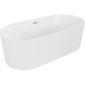 MEXEN/S - Paola volně stojící vana reliéf 170 x 80, bílá mat, sifon a přepad zlatá kartáčovaná 52721708001-55