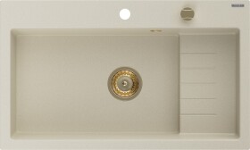 MEXEN/S - Omar granitový dřez 800 x 480 mm, béžová, zlatý sifon 6520801005-69-G