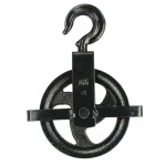 Kladka stavební litinová, 165mm, s hákem a vodicí lištou