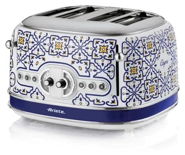 Ariete 0156CA Capri bílá/světle modrá / Topinkovač / 4 plátky / 1630 W / 6 úrovní opečení (0156CA)