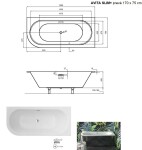 HOPA - Asymetrická vana AVITA SLIM+ - Nožičky k vaně - S nožičkami, Rozměr vany - 170 × 75 cm, Způsob provedení - Pravé VANAVIT17SLIMPP+OLVPINOZ