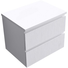 CERANO - Koupelnová skříňka Carole + deska pod umyvadlo Navira Pro - 36 mm - bílá matná rýhovaná - 60x51,6x46 CER-264323