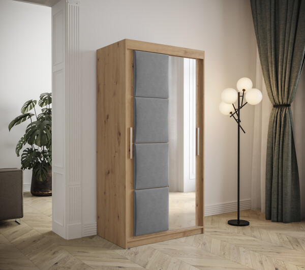Šatní skříň Abi Tapi Barva korpusu: Dub artisan, Rozměry: 100 cm, Dveře: Manila 16