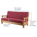 Bielastické potahy VITTORIA bordó trojkřeslo s dřevěnými rukojeťmi (š. 150 - 200 cm)