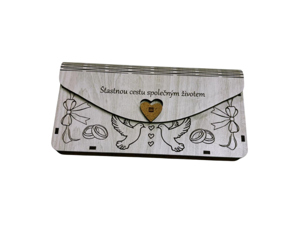 Mdeco Dřevěná obálka na peníze 20x10cm
