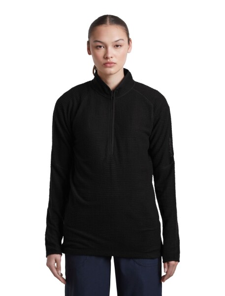 Dámská merino mikina ICEBREAKER Wmns Merino 400 RealFleece Grid LS Half Zip, Black velikost: XL