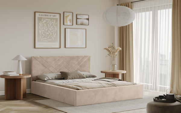 FRONTI Postel PADWA 180x200 béžová s úložným prostorem