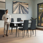 Jídelní set s 4 židlemi, 130x70x76cm, keramika, mramor, ASE-1004 BK2