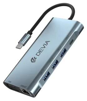Devia Leopard Series tmavě šedá / USB hub / 11v1 / USB-C (6938595399992)