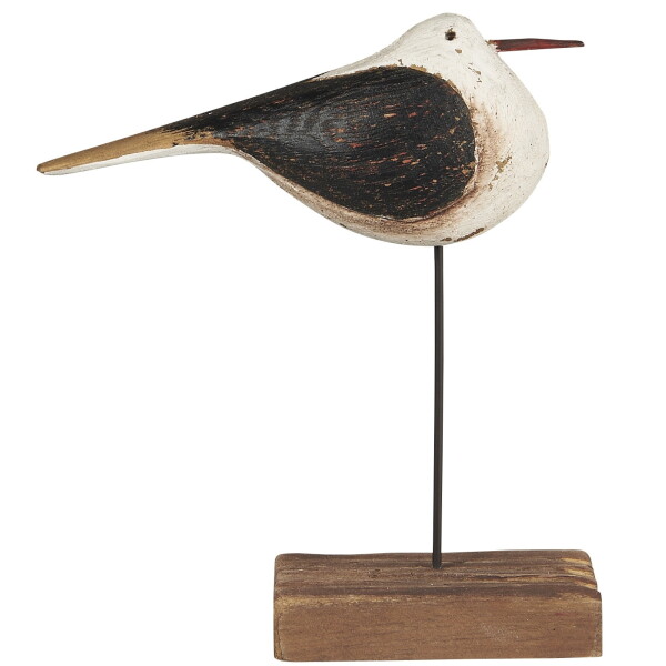Ib Laursen Dřevěná dekorace Bird Nautico 13,5 cm, přírodní barva, dřevo, kov