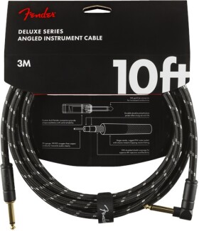 Fender Deluxe Series 10 Instrument Cable Angled Black Tweed