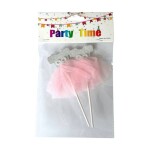 Dortisimo Zápich do dortu Baletní šaty stříbrné s růžovou sukní (2 ks)