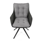 Židle jídelní, šedá látka, 360° vratný mechanismus, černý kov
