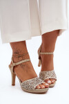Ozdobené sandály na podpatku D&A MR1038-44 Zlaté 40