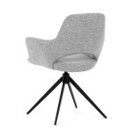 Židle jídelní, šedá látka, 360° vratný mechanismus, černý kov