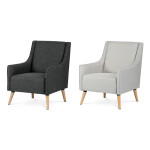 Křeslo, potah černá látka, nohy masiv bříza, přírodní odstín