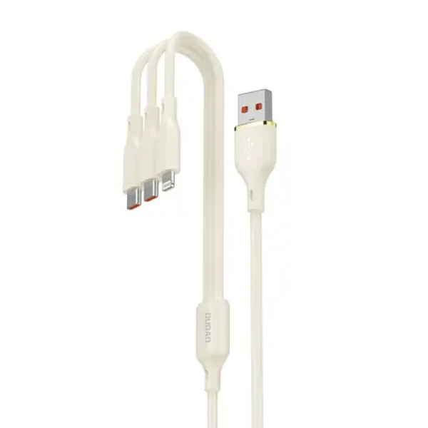 Dudao Datový kabel L7SE 3v1 / USB-A / 2x USB-C / Lightning 66W / 1.2 m / béžová (156311)