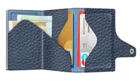 TRU VIRTU Click Slide Pebble námořnická modř/stříbrná / Peněženka / RFID ochrana / kůže a hliník / až 12 karet (24104004412)