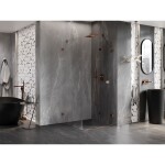 MEXEN/S - Lunar-F sprchový kout skládací dveře pravá 90 x 90, transparent, różowe złot 836-090-090-60-00-P