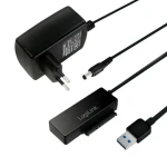 LogiLink adaptér USB 3.0 - SATA černá / Adaptér / HDD, SSD 2,5" a 3,5" / 5 Gbit/s / napájecí zdroj (AU0050)