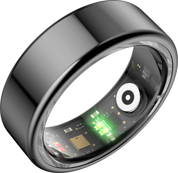 Powerton Smart Ring vel. 8 černá / Chytrý prsten / BT 5.0 / IP68 (WPSR02-B8)