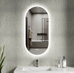 Erga Demi, oválné LED zrcadlo 50x100cm, 3 barvy světla, přední osvětlení, topná podložka proti zapaření, ERG-V01-DEMI-5010-CL
