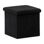 Taburet s úložným prostorem, černá manšestrová látka