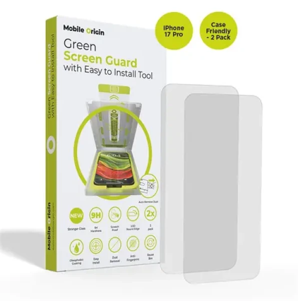 Mobile Origin Screen Guard s aplikátorem pro Apple iPhone 17 Pro / 2 kusy / Vhodné do pouzdra (SGA-i17Pro-2pk)