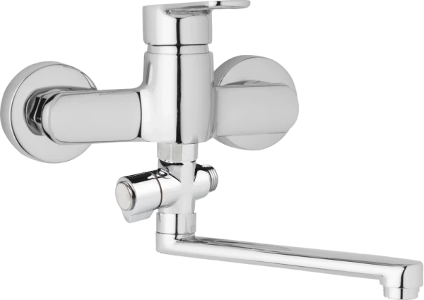 JB Sanitary Nástěnná umyvadlová a sprchová baterie MIRAM, rozteč 150 mm, otočný přepínač, bez příslušenství, ramínko 200 mm M10 37 00