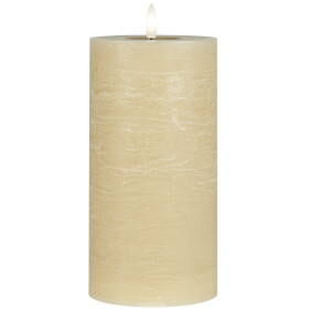 Ib Laursen LED svíčka Pillar Light Yellow 20 cm, žlutá barva, plast, vosk